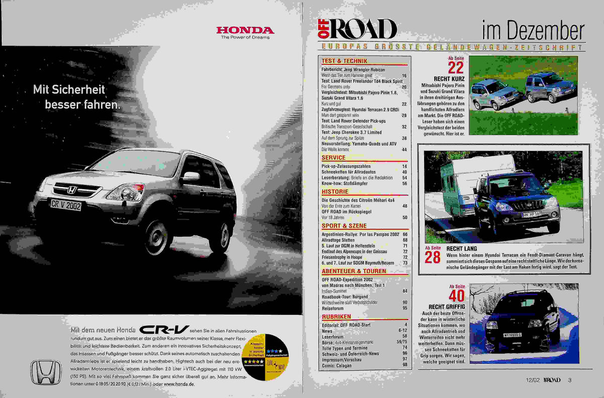 Inhaltsverzeichnis Offroad 12/2002