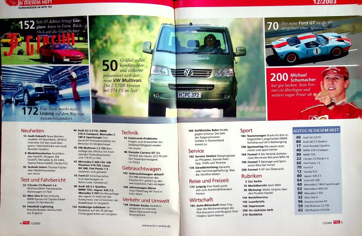 Inhaltsverzeichnis Auto Motor und Sport 12/2003