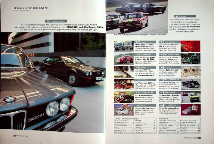 Inhaltsverzeichnis Motor Klassik 12/2003