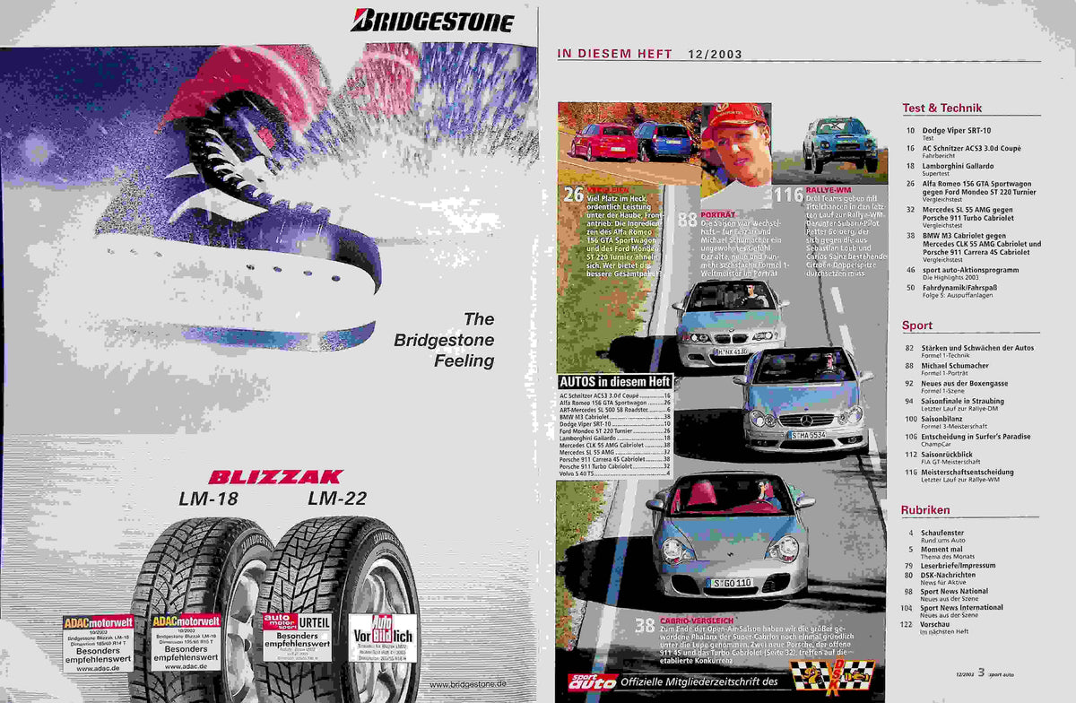 Inhaltsverzeichnis Sport Auto 12/2003