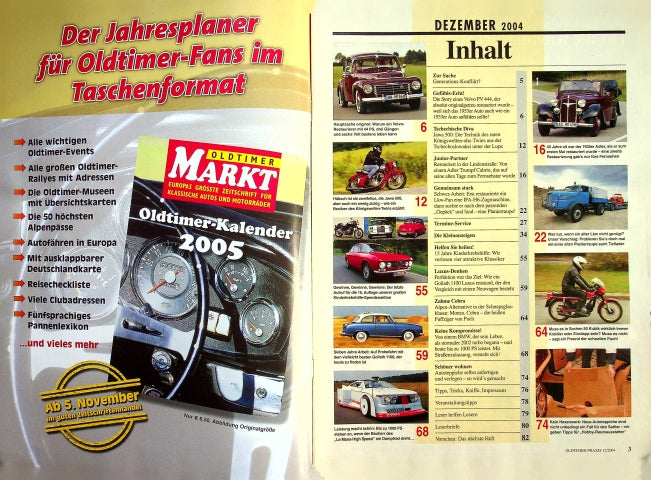 Inhaltsverzeichnis Oldtimer Praxis 12/2004