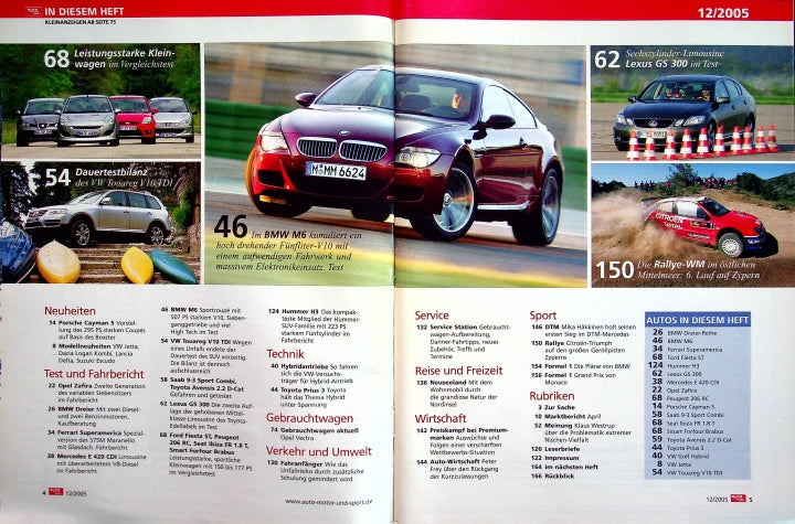 Inhaltsverzeichnis Auto Motor und Sport 12/2005