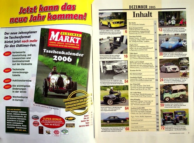 Inhaltsverzeichnis Oldtimer Praxis 12/2005