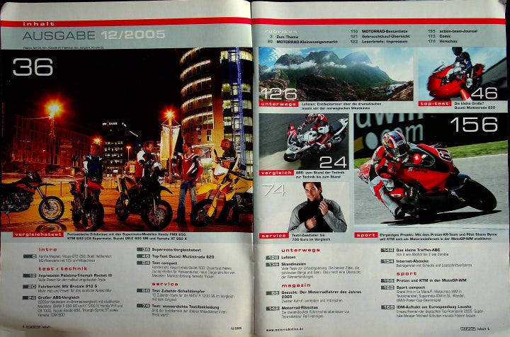 Inhaltsverzeichnis Motorrad 12/2005