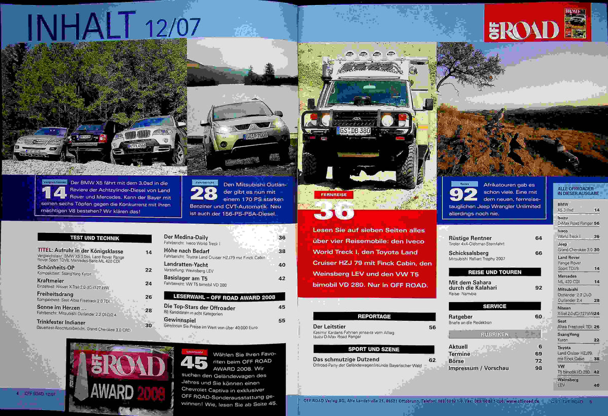 Inhaltsverzeichnis Offroad 12/2007