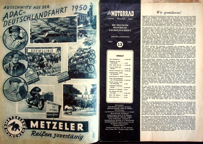 Inhaltsverzeichnis Motorrad 13/1950