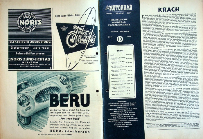 Inhaltsverzeichnis Motorrad 13/1952