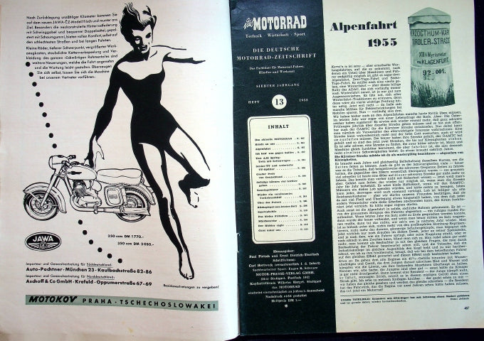 Inhaltsverzeichnis Motorrad 13/1955