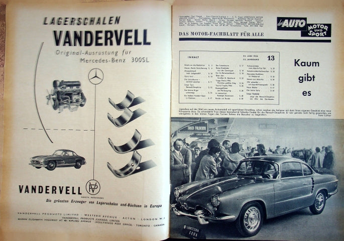 Inhaltsverzeichnis Auto Motor und Sport 13/1956
