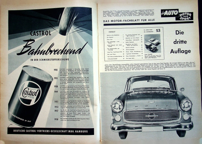 Inhaltsverzeichnis Auto Motor und Sport 13/1958
