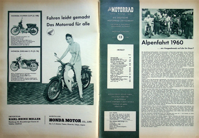 Inhaltsverzeichnis Motorrad 13/1960