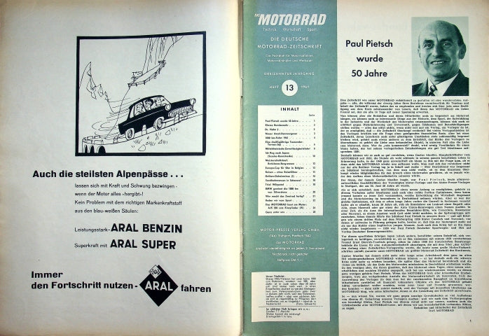 Inhaltsverzeichnis Motorrad 13/1961