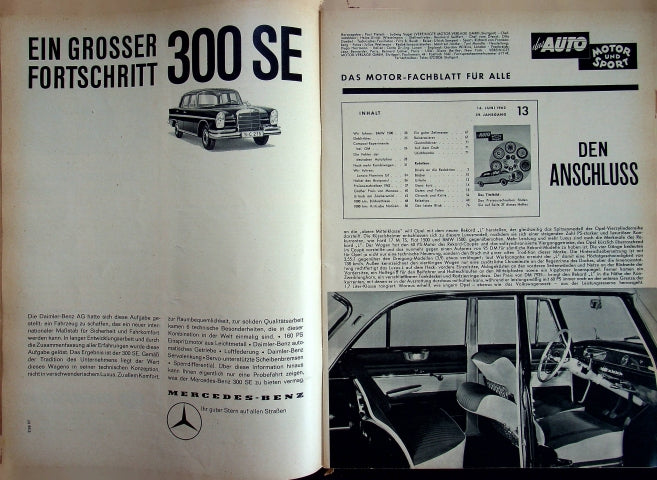 Inhaltsverzeichnis Auto Motor und Sport 13/1962
