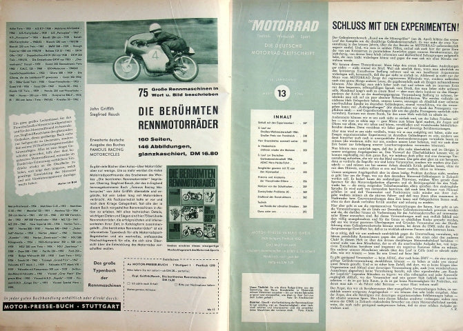 Inhaltsverzeichnis Motorrad 13/1964
