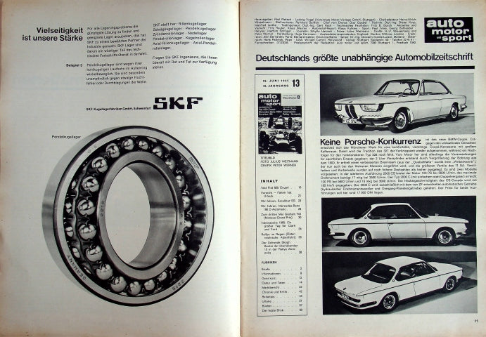 Inhaltsverzeichnis Auto Motor und Sport 13/1965