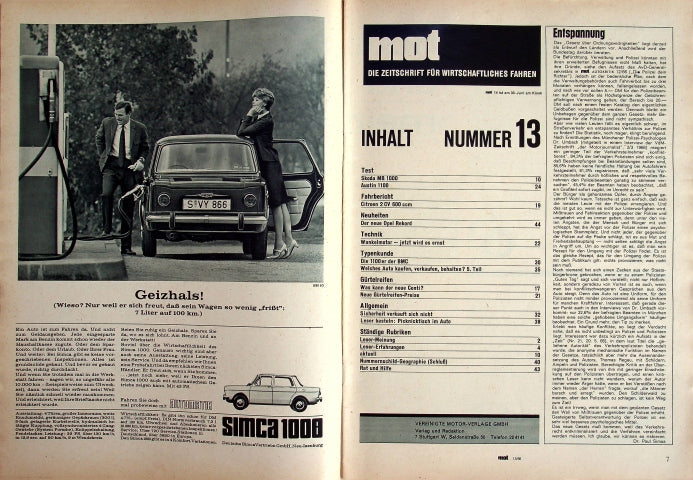 Inhaltsverzeichnis MOT 13/1966