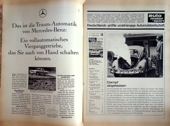 Inhaltsverzeichnis Auto Motor und Sport 13/1967