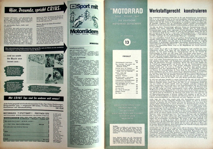 Inhaltsverzeichnis Motorrad 13/1967