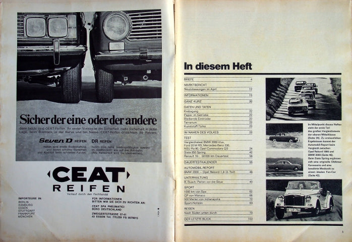 Inhaltsverzeichnis Auto Motor und Sport 13/1968