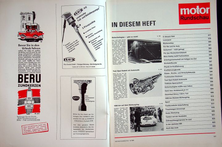 Inhaltsverzeichnis Motor Rundschau 13/1969