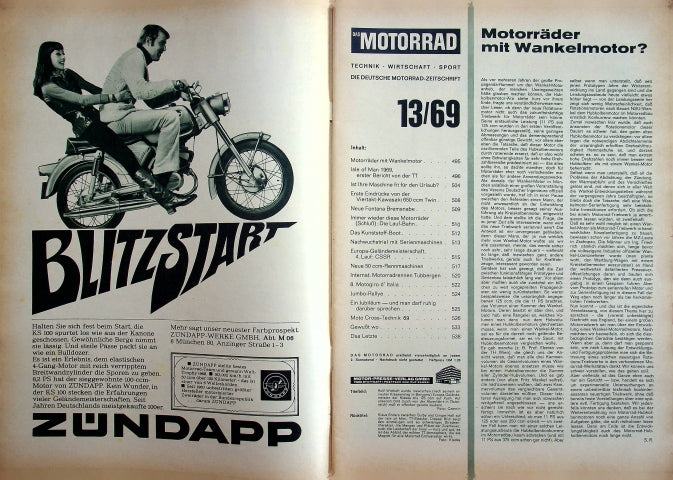 Inhaltsverzeichnis Motorrad 13/1969