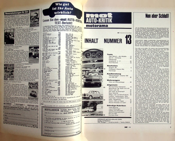 Inhaltsverzeichnis MOT 13/1969