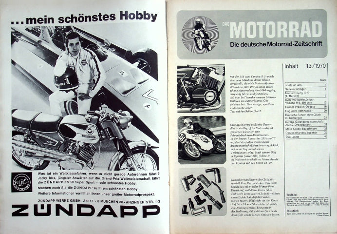 Inhaltsverzeichnis Motorrad 13/1970