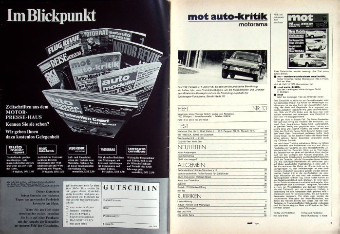 Inhaltsverzeichnis MOT 13/1970