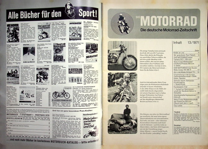 Inhaltsverzeichnis Motorrad 13/1971