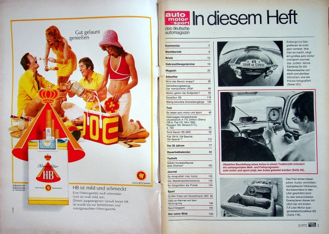 Inhaltsverzeichnis Auto Motor und Sport 13/1973