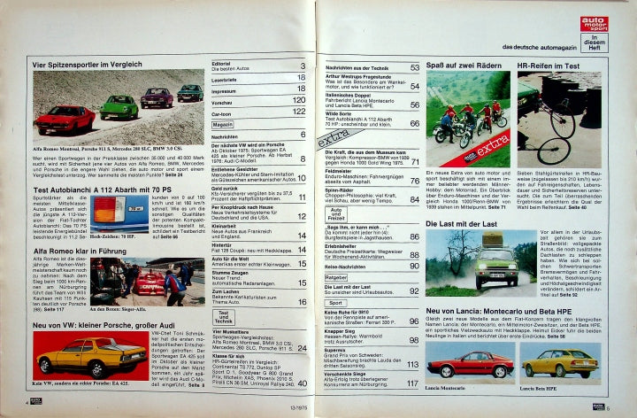 Inhaltsverzeichnis Auto Motor und Sport 13/1975