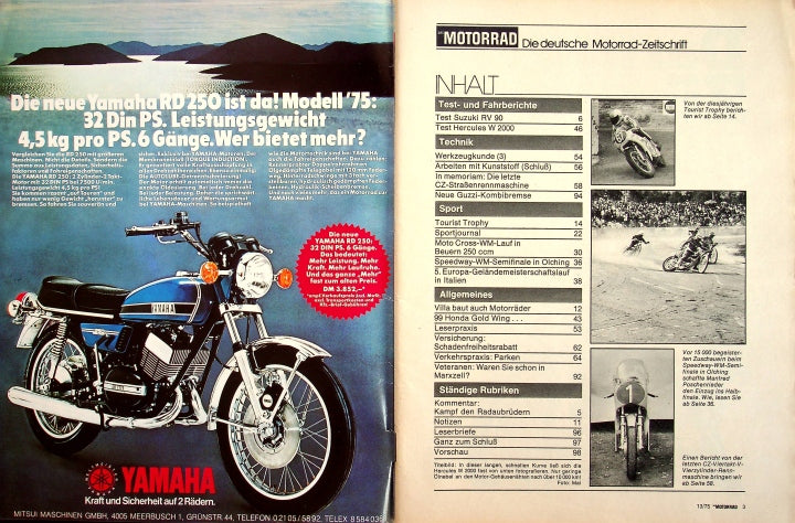 Inhaltsverzeichnis Motorrad 13/1975