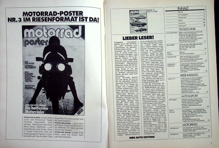 Inhaltsverzeichnis Autozeitung 13/1975