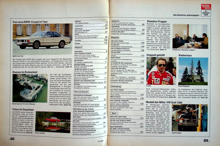 Inhaltsverzeichnis Auto Motor und Sport 13/1976