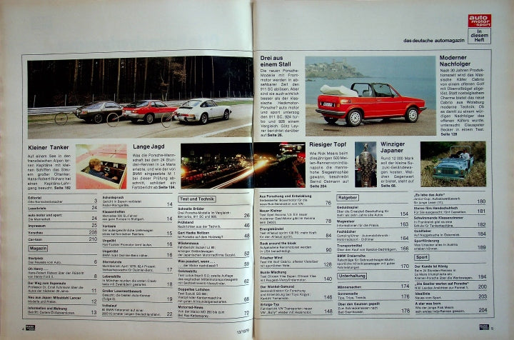 Inhaltsverzeichnis Auto Motor und Sport 13/1979