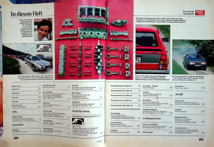 Inhaltsverzeichnis Auto Motor und Sport 13/1981