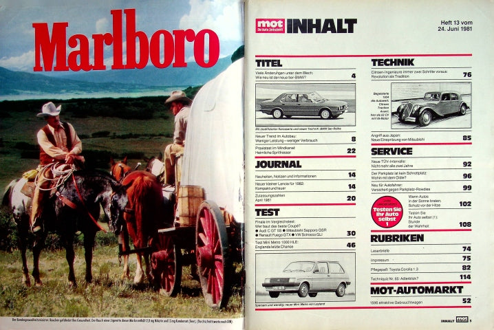 Inhaltsverzeichnis MOT 13/1981