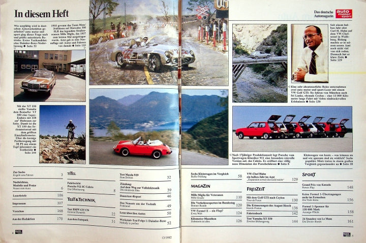 Inhaltsverzeichnis Auto Motor und Sport 13/1982