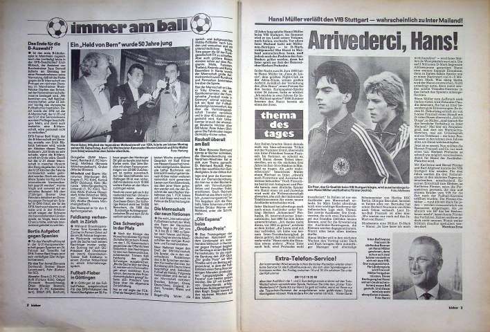 Inhaltsverzeichnis Kicker 13/1982