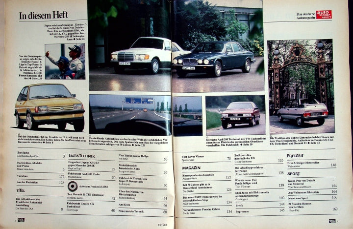 Inhaltsverzeichnis Auto Motor und Sport 13/1983