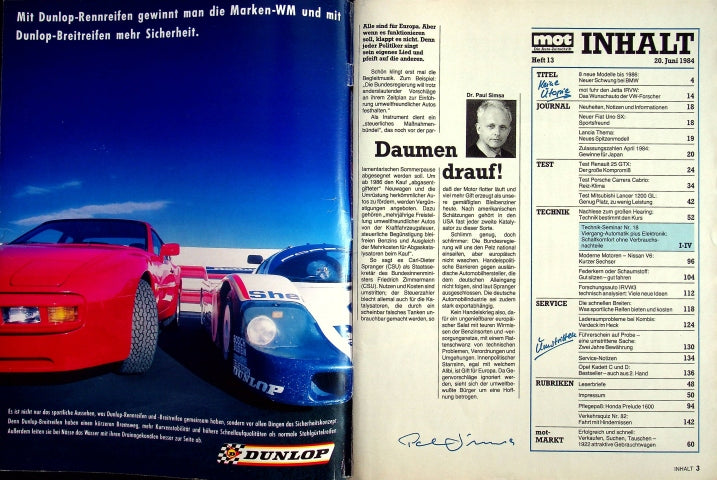 Inhaltsverzeichnis MOT 13/1984