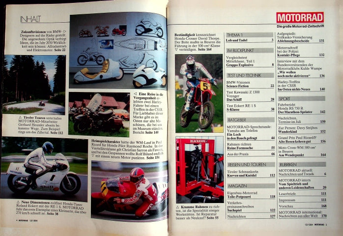 Inhaltsverzeichnis Motorrad 13/1984
