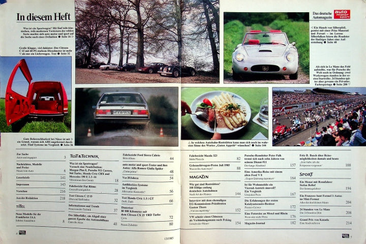 Inhaltsverzeichnis Auto Motor und Sport 13/1985