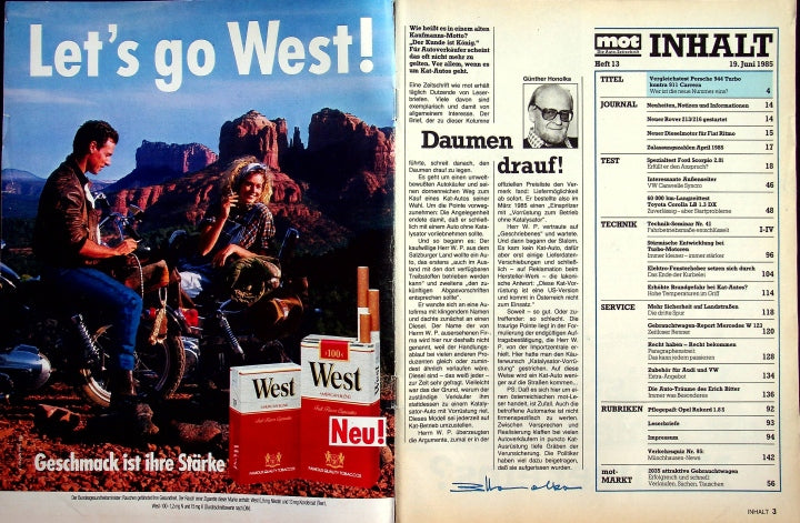 Inhaltsverzeichnis MOT 13/1985