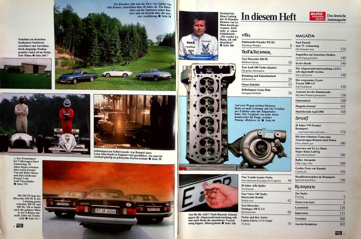 Inhaltsverzeichnis Auto Motor und Sport 13/1986