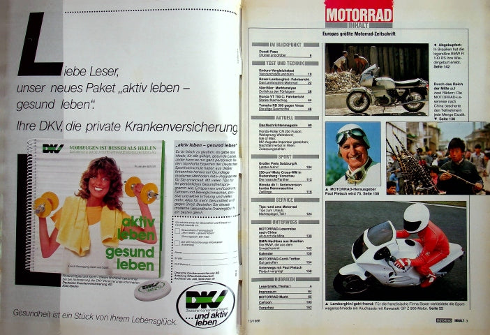 Inhaltsverzeichnis Motorrad 13/1986
