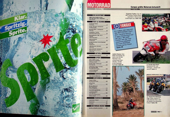 Inhaltsverzeichnis Motorrad 13/1988
