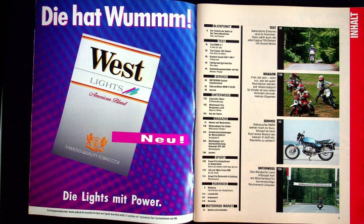 Inhaltsverzeichnis Motorrad 13/1989