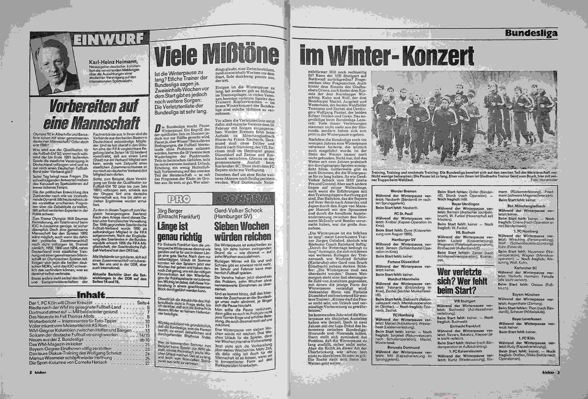 Inhaltsverzeichnis Kicker 13/1990