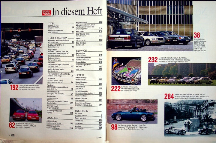 Inhaltsverzeichnis Auto Motor und Sport 13/1992